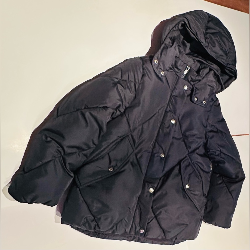 Zara Kids Black Quilted Puffer Hooded Fleece Lined Jacket Size: 13/14